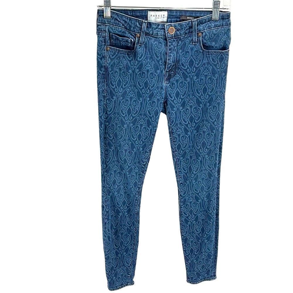Parker smith printed skinny jeans size 2 26 damask scrolls